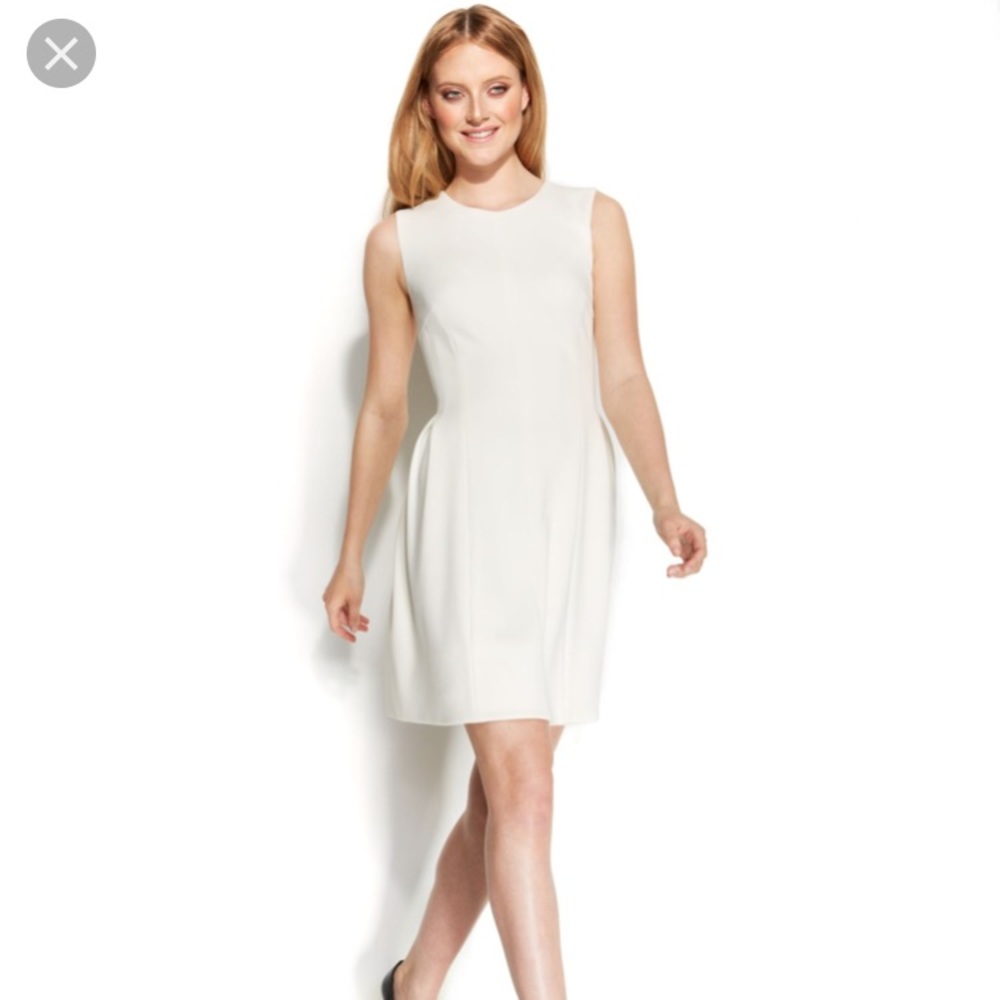 calvin klein sleeveless white dress